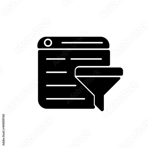 Filter bubble black glyph icon. Intellectual isolation. Selective info from internet. Algorithmic bias. Informational barrier creation. Silhouette symbol on white space. Vector isolated illustration