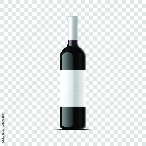 red wine bottle mockup with label. isolated on transparent backround