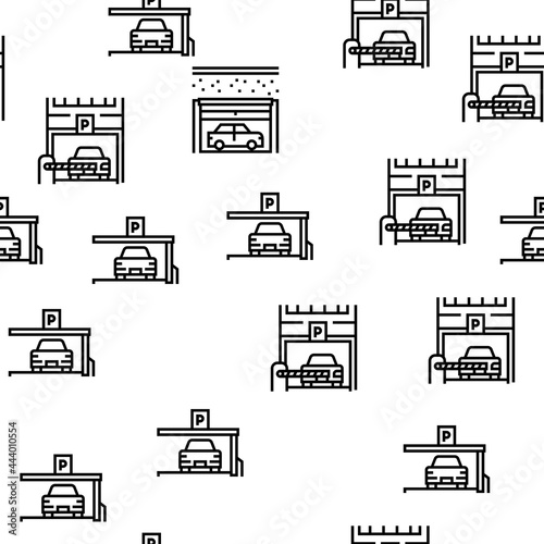 Underground Parking Vector Seamless Pattern Thin Line Illustration