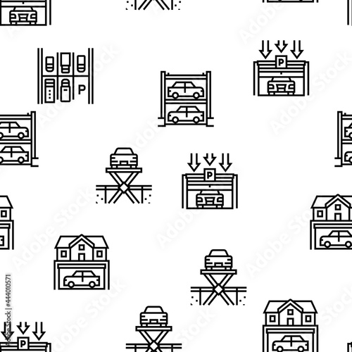Underground Parking Vector Seamless Pattern Thin Line Illustration