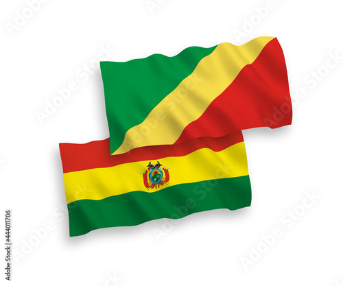 Flags of Republic of the Congo and Bolivia on a white background