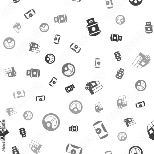 Set Propane gas tank, Gas for vehicle, and Motor gauge on seamless pattern. Vector