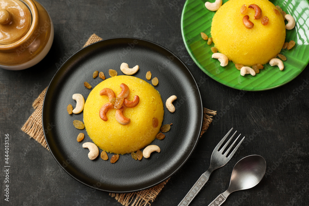 Rava kesari , Kesari bath , sheera or suji halwa Indian sweet food