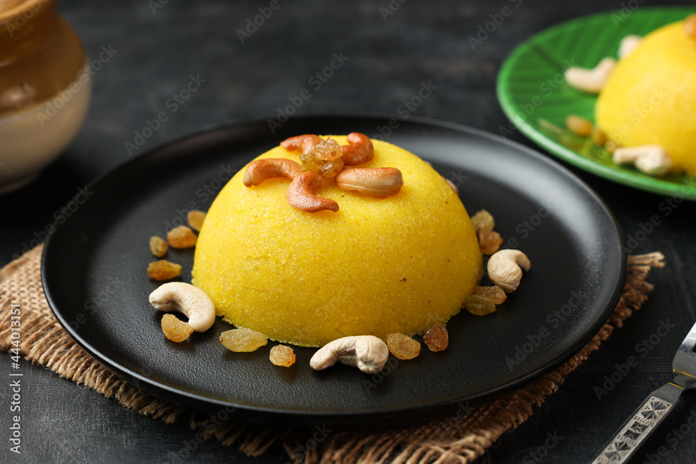 Fototapeta Rava kesari , Kesari bath , sheera or suji halwa Indian