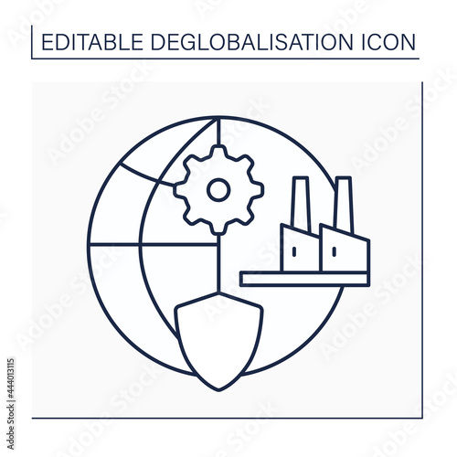 Protectionism line icon. Strengthening manufacturing sector. Deglobalisation concept. Isolated vector illustration. Editable stroke