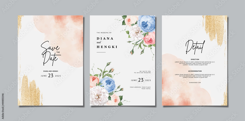 Fototapeta elegant floral wedding invitation card