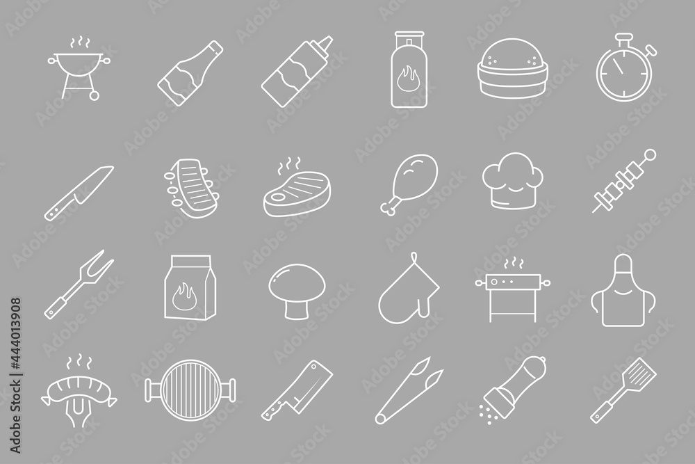 Grill, steak house, barbecue vector icon set. 