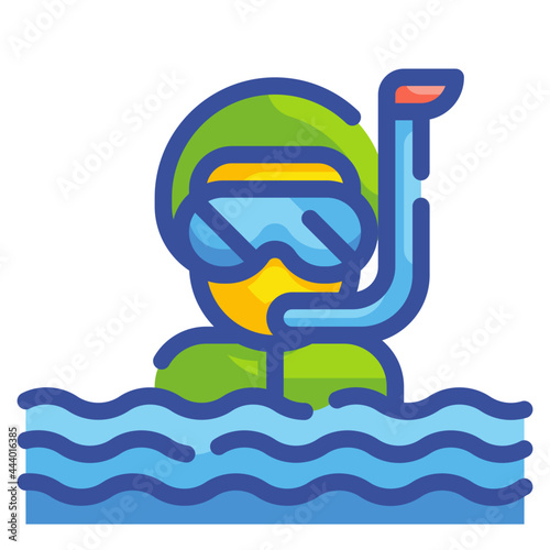 snorkel man line icon