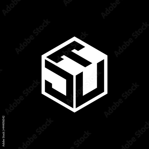 JUT letter logo design with black background in illustrator, vector logo modern alphabet font overlap style. calligraphy designs for logo, Poster, Invitation, etc.