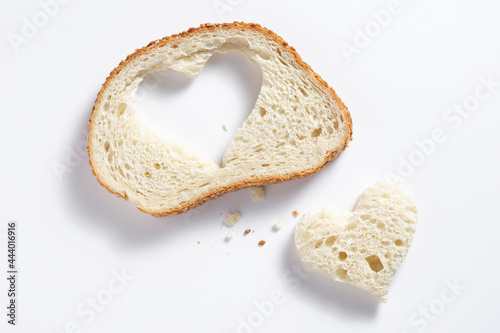 Bread with a heart-shaped cut