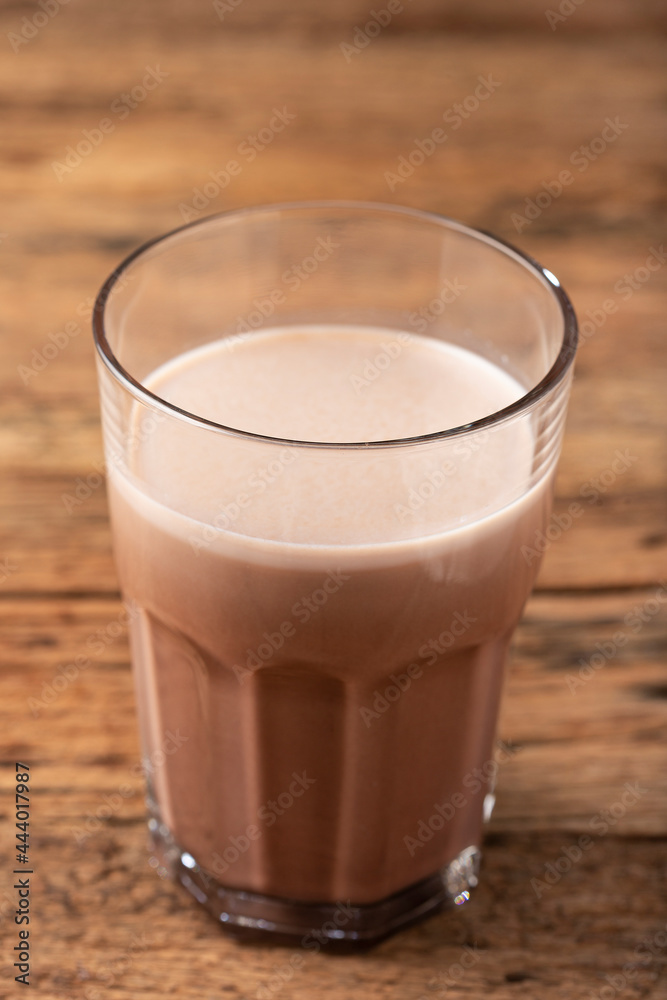 Glass with chocolate on the table. Glass with chocolate on the table.