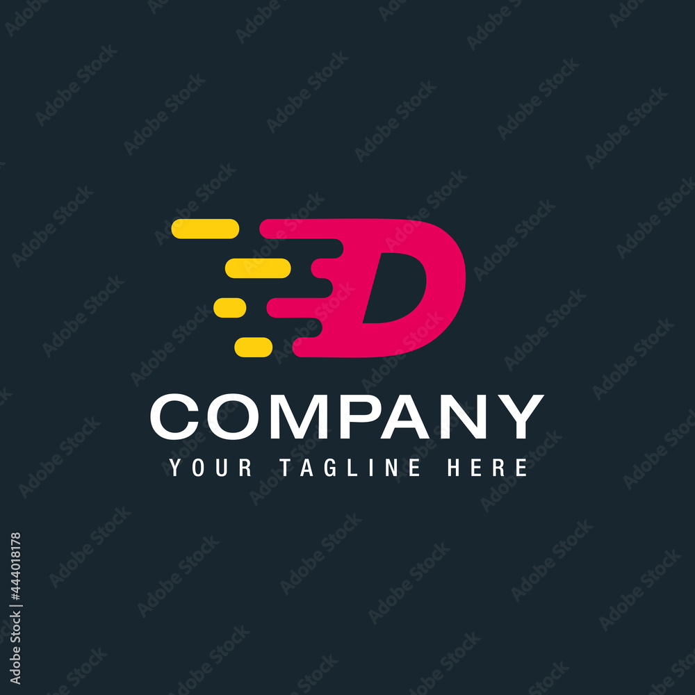 Letter D with Fast logo, Speed, Moving and Quick, Digital and Technology for your Corporate identity Letter D with Fast logo, Speed, Moving and Quick, Digital and Technology for your Corporate identity