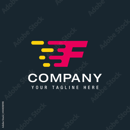 Letter F with Fast logo, Speed, Moving and Quick, Digital and Technology for your Corporate identity
