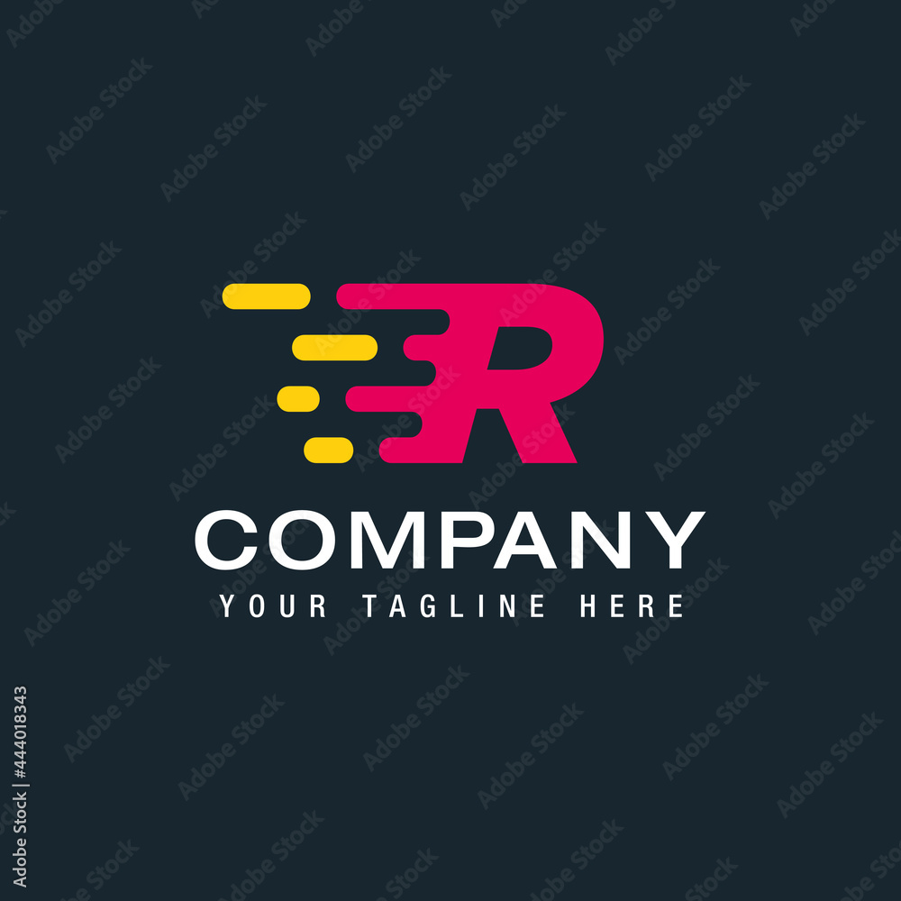 Letter R with Fast logo, Speed, Moving and Quick, Digital and Technology for your Corporate identity Letter R with Fast logo, Speed, Moving and Quick, Digital and Technology for your Corporate identity