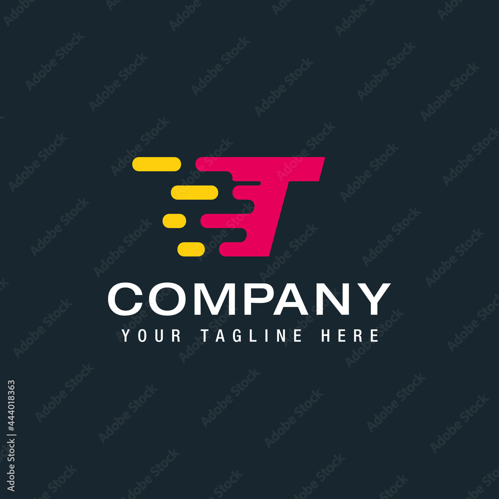 Letter T with Delivery service logo, Fast Speed, Moving and Quick, Digital and Technology for your Corporate identity
