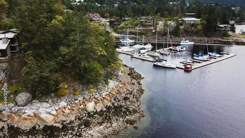 Aerial shot of Farrington Cove Marina in British Columbia photo