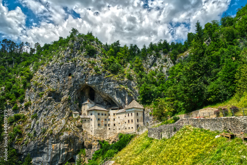 Predjama castle Slovenia the castle is a cave on a rock in HDR photo
