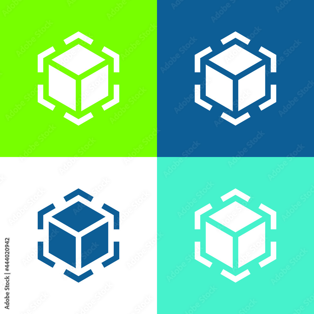 3d Modeling Flat four color minimal icon set 3d Modeling Flat four color minimal icon set