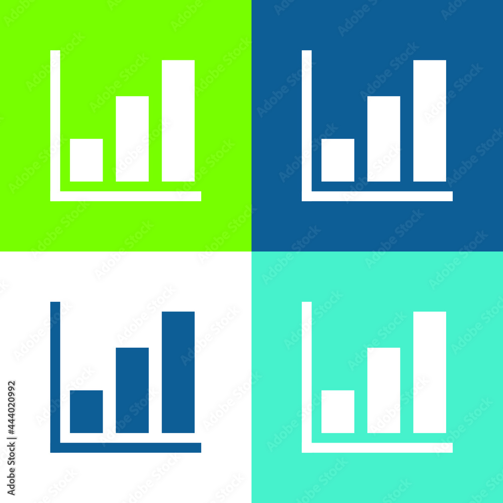 Bar Chart Flat four color minimal icon set
