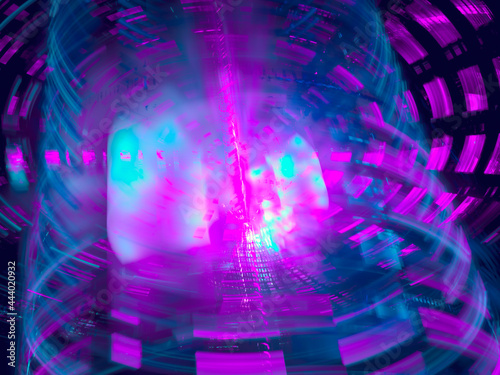 Abstract technology background in blue and pink colors - 3d illustration