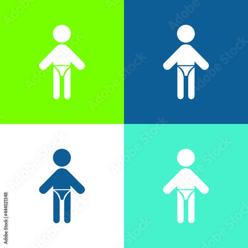 Baby With Diaper Flat four color minimal icon set