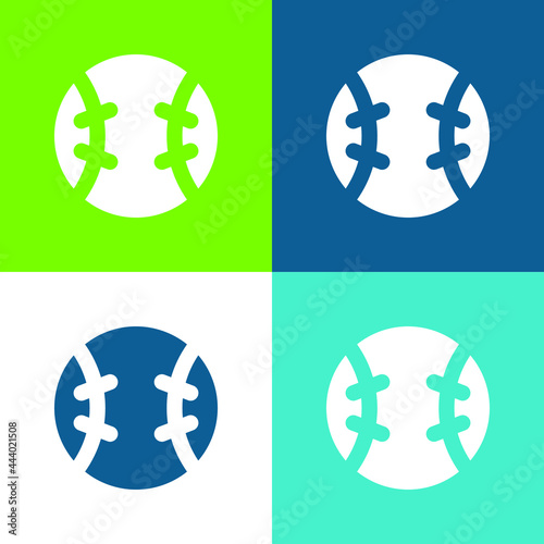 Baseball Ball Flat four color minimal icon set