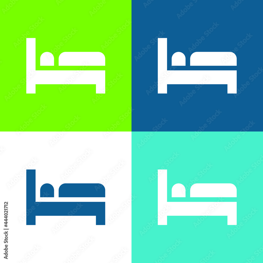 Bed Flat four color minimal icon set Bed Flat four color minimal icon set