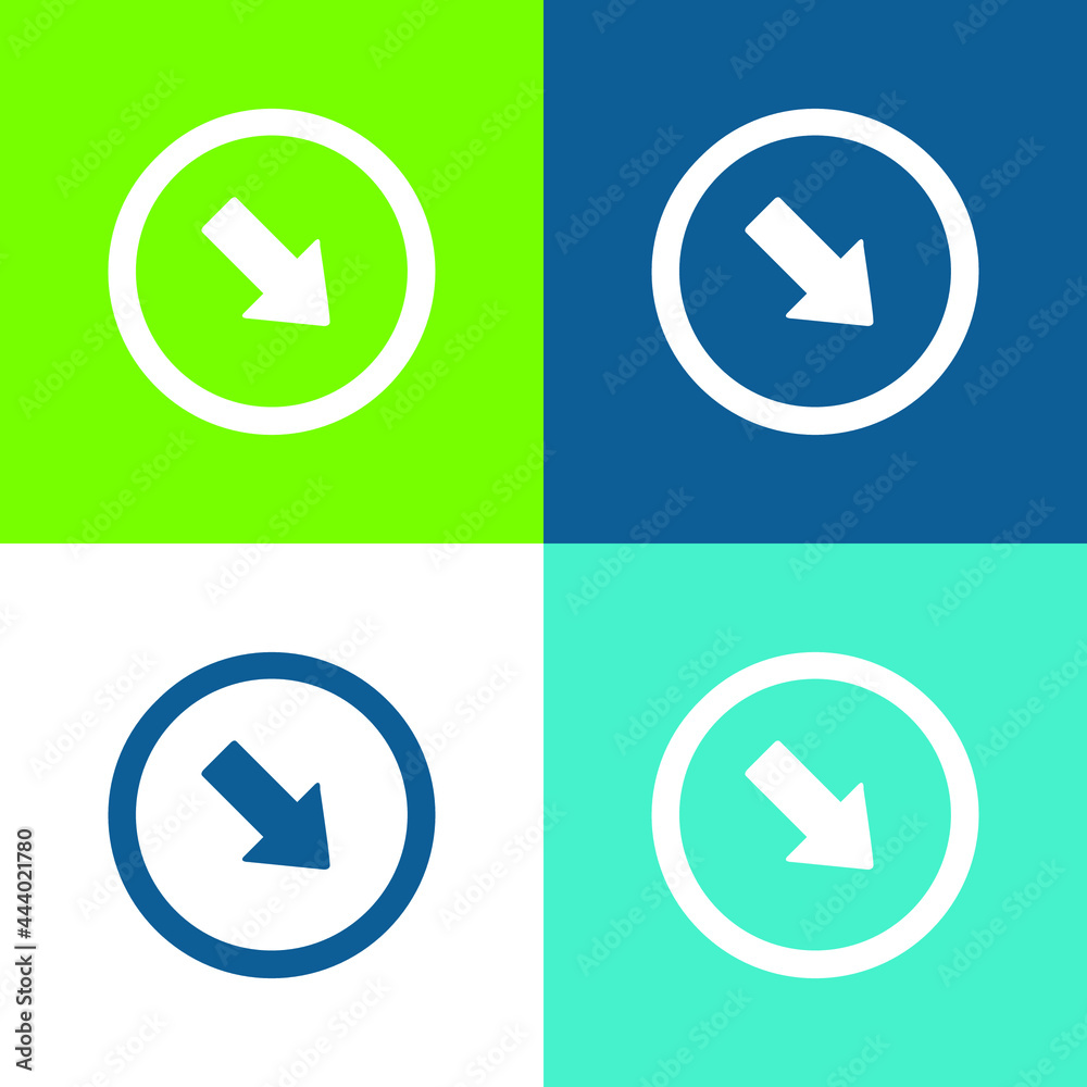 Arrow Pointing To Bottom Right Corner Flat four color minimal icon set Arrow Pointing To Bottom Right Corner Flat four color minimal icon set