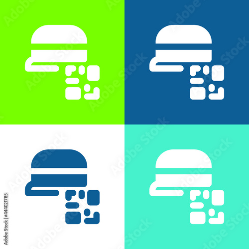 Barcode Flat four color minimal icon set