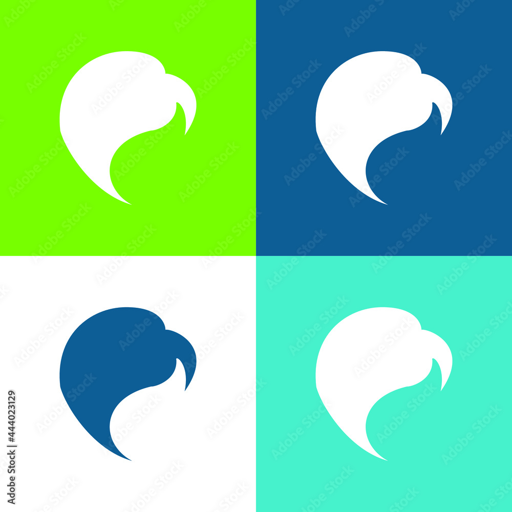 Black Hair Flat four color minimal icon set Black Hair Flat four color minimal icon set