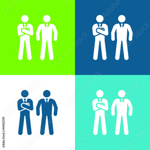 Bodyguard Flat four color minimal icon set