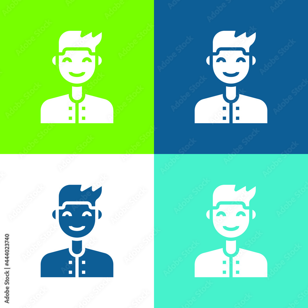 Boy Flat four color minimal icon set Boy Flat four color minimal icon set