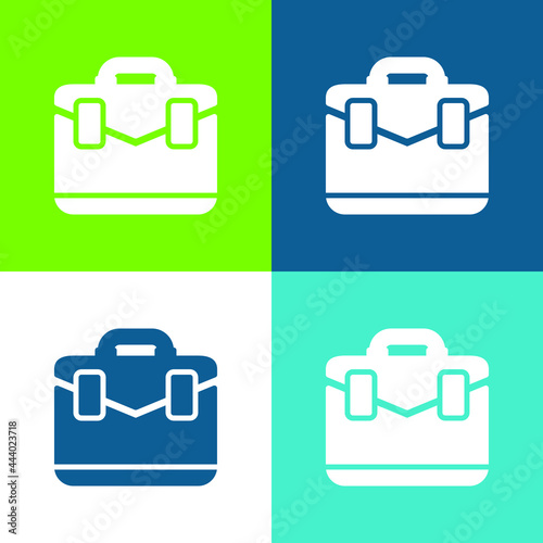 Briefcase Flat four color minimal icon set