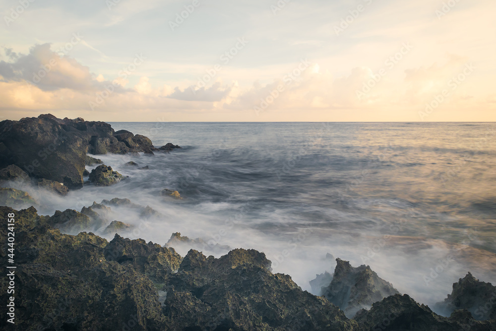 Rocky coastline on the north coast of Jamaica near Ocho Rios.