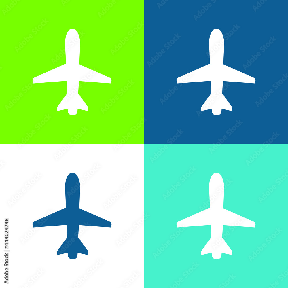 Airplane Pointing Up Flat four color minimal icon set
