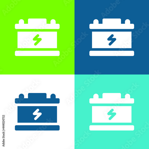 Battery Flat four color minimal icon set