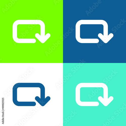 Arrow Of Rounded Rectangular Clockwise Rotation Flat four color minimal icon set