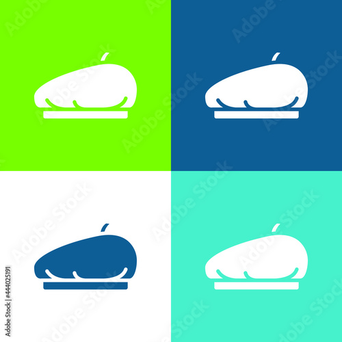 Beret Flat four color minimal icon set