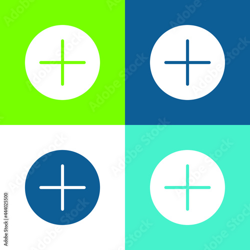 Addition Button Flat four color minimal icon set