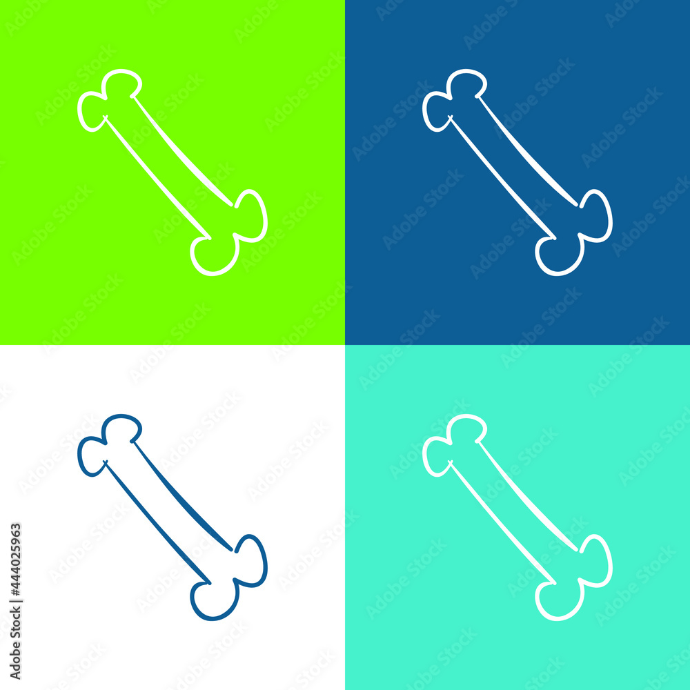 Bone Outlined Shape Flat four color minimal icon set Bone Outlined Shape Flat four color minimal icon set