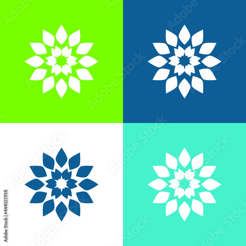 Big Flower Flat four color minimal icon set