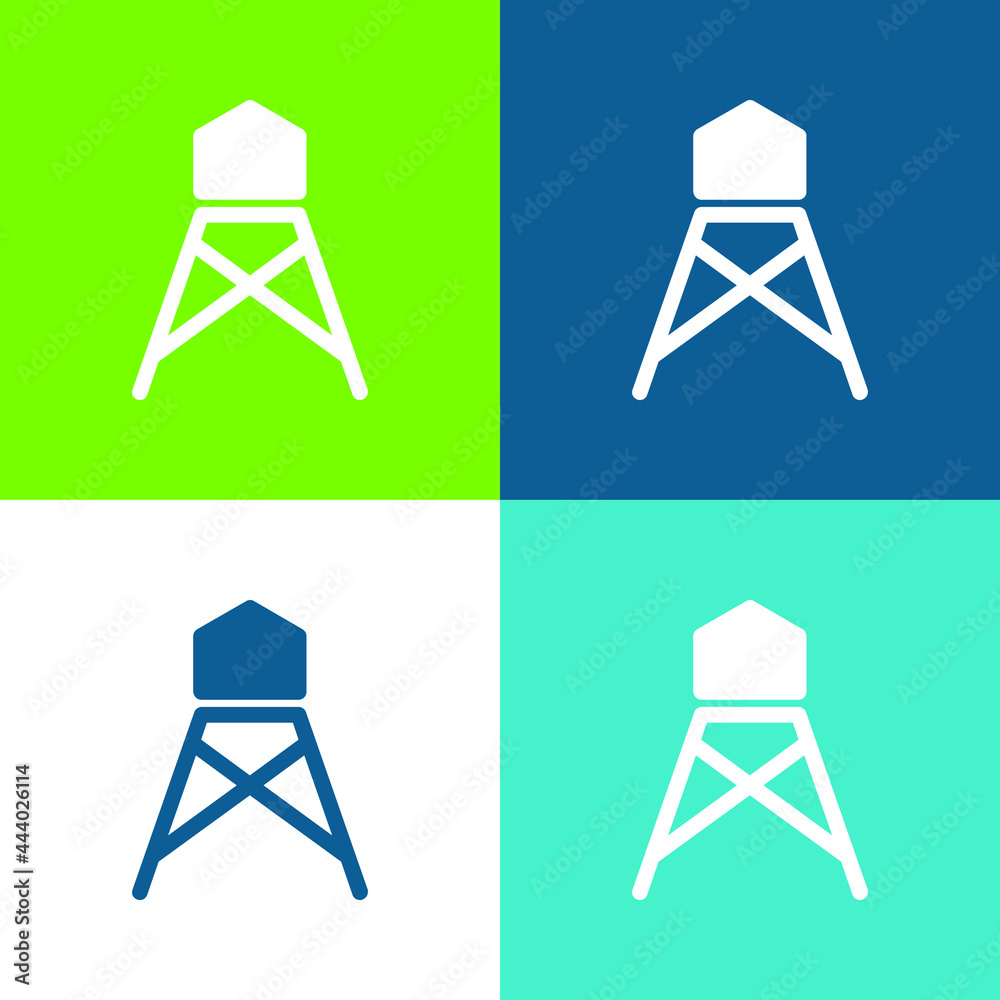 Big Water Tank Flat four color minimal icon set Big Water Tank Flat four color minimal icon set