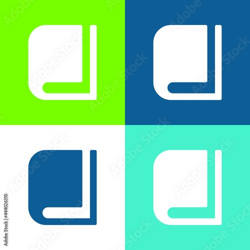 Book Flat four color minimal icon set