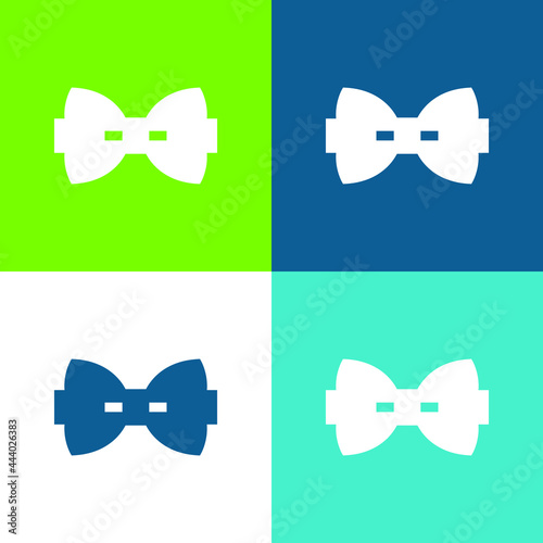 Bow Flat four color minimal icon set