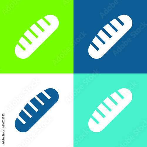 Bread Flat four color minimal icon set
