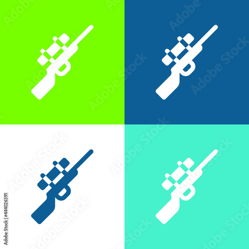 Biathlon Flat four color minimal icon set