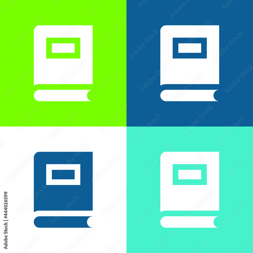 Book Flat four color minimal icon set Book Flat four color minimal icon set
