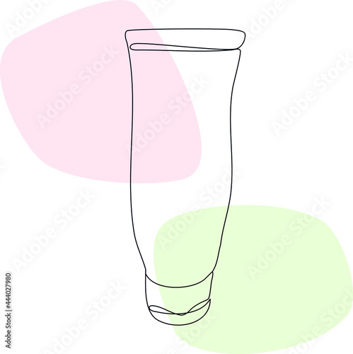 Minimalistic vector line-art, picture of the cream tube (cosmetics and beauty treatments).