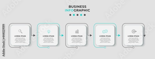 Vector infographic template with icons and 5 options or steps. Infographics for business concept. Can be used for presentations banner, workflow layout, process diagram, flow chart, info graph.