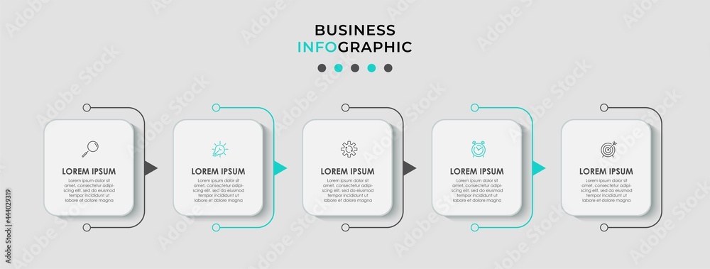 Fototapeta premium Vector infographic template with icons and 5 options or steps. Infographics for business concept. Can be used for presentations banner, workflow layout, process diagram, flow chart, info graph.